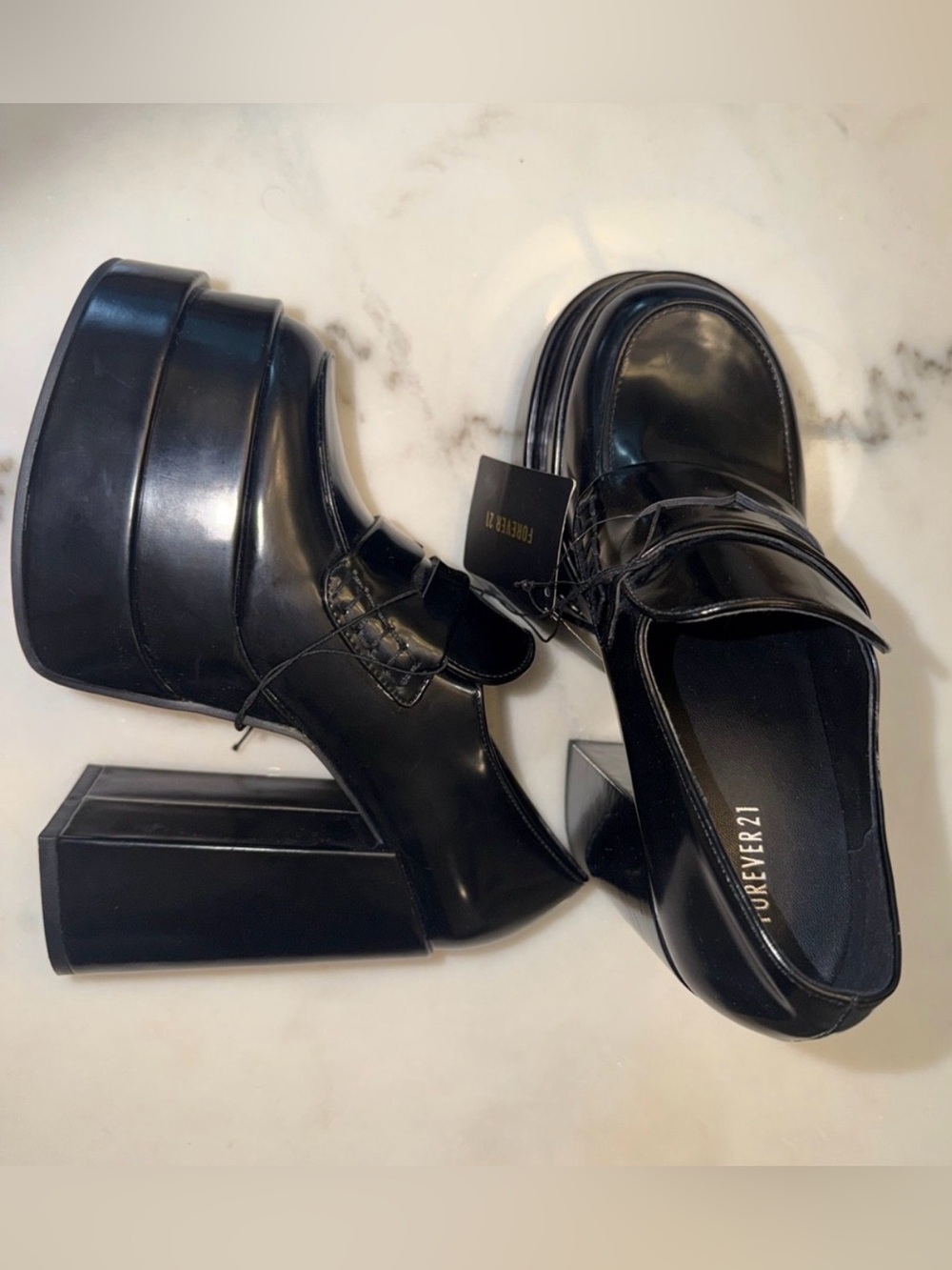 Forever 21 Black Platform Loafer Heels – NWT | Size 5.5